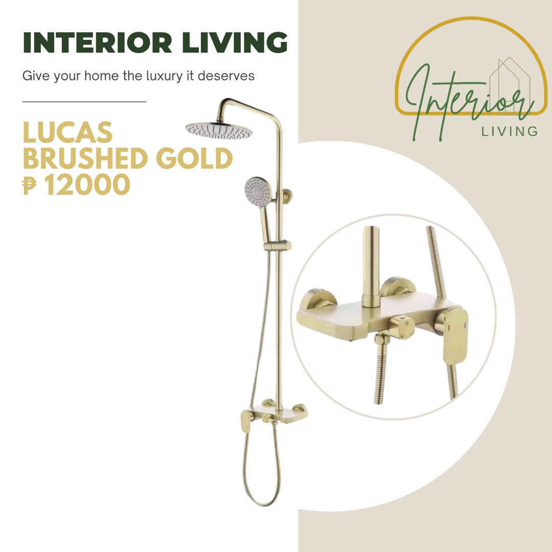 Lucas Brushed Gold 3-Way Wall Mount Shower