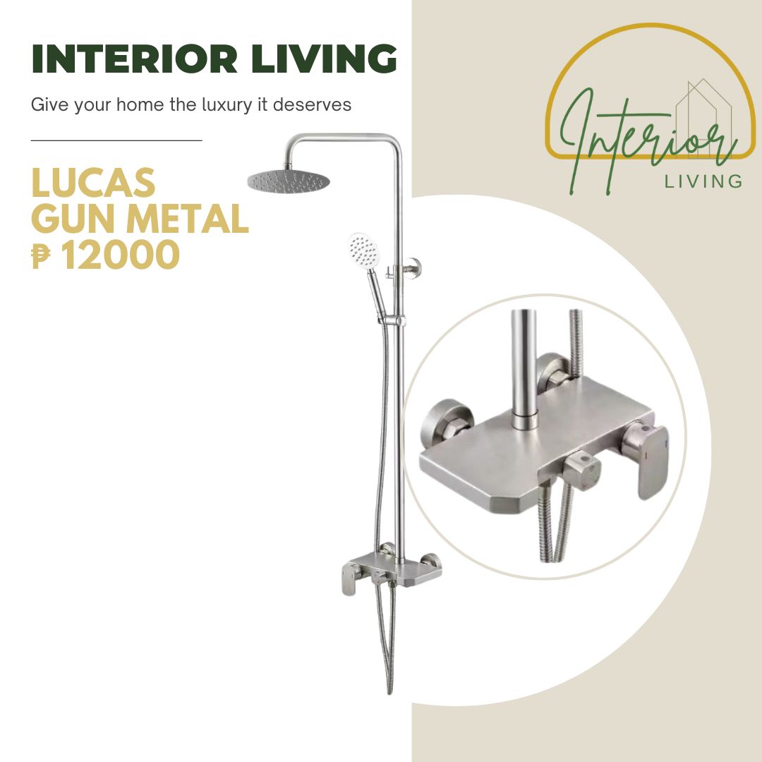 Lucas Gun Metal Wall Mount Shower