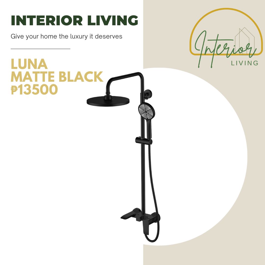 Luna Matte Black 3-Way Rainfall Shower