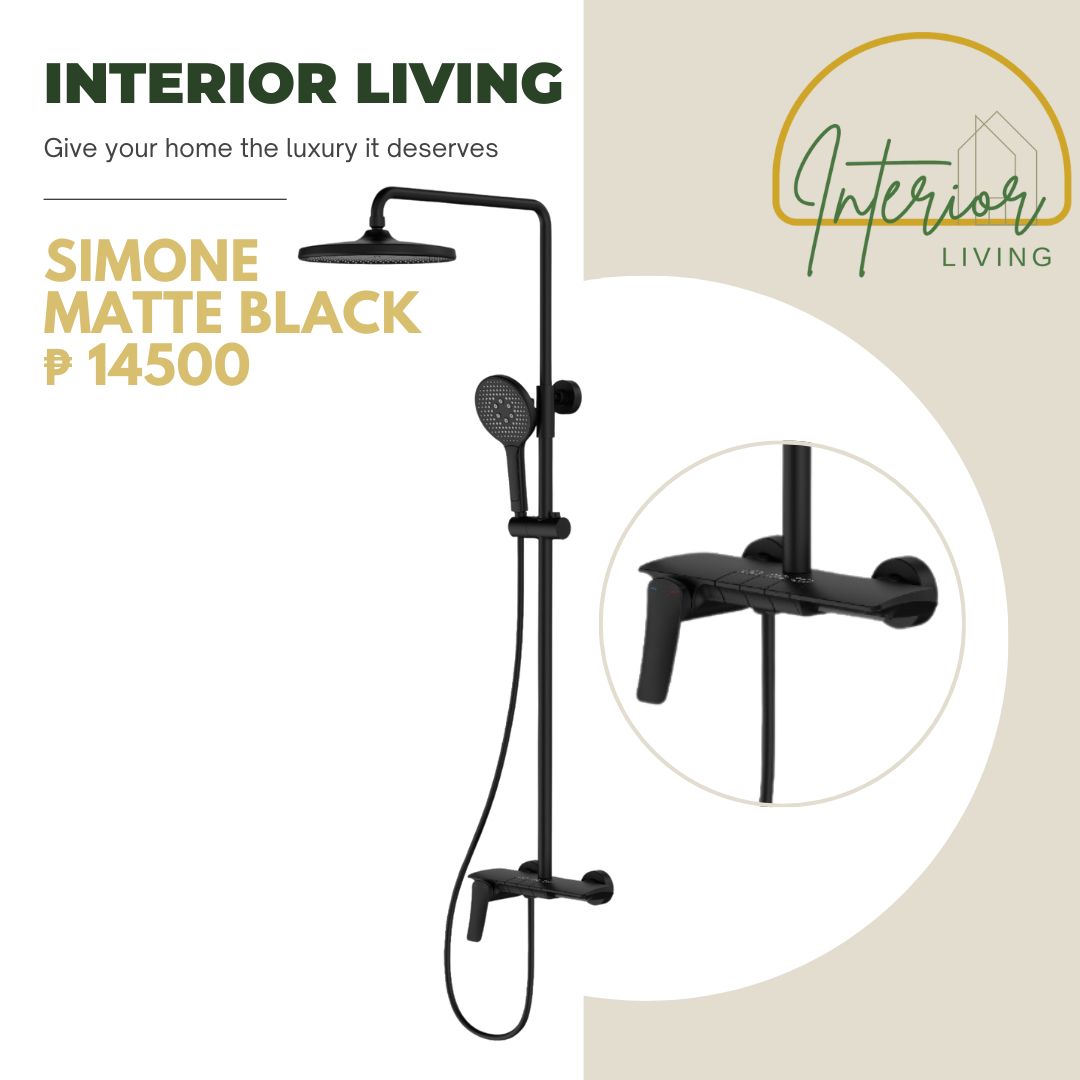 Simone Matte Black 3-Way Wall Mount Shower