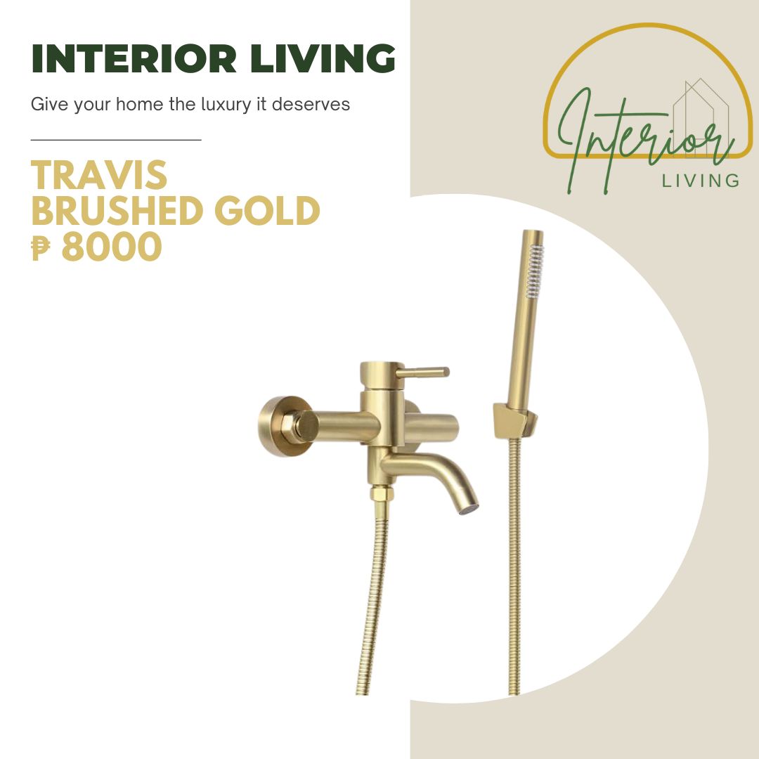 Travis Brushed Gold Bath Tub Mixer With Handheld Shower