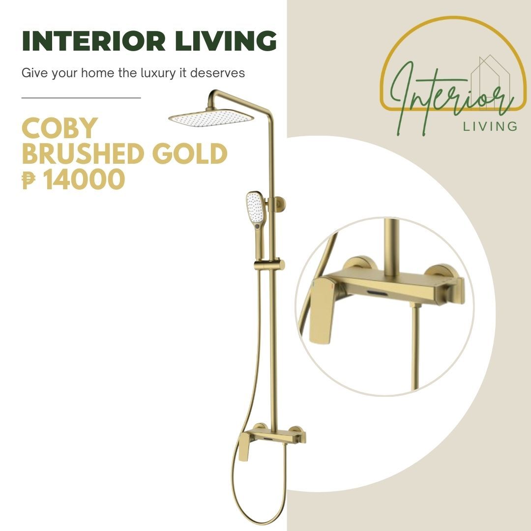 Coby Brushed Gold Wall Mount Rainfall 3-Way Shower System
