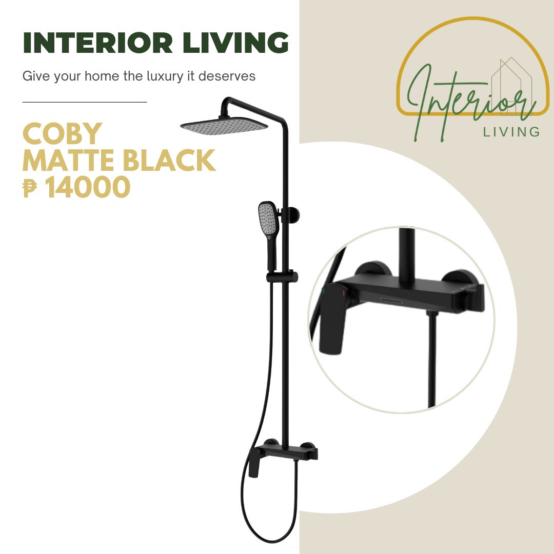 Coby Matte Black Wall Mount Rainfall 3-Way Shower System