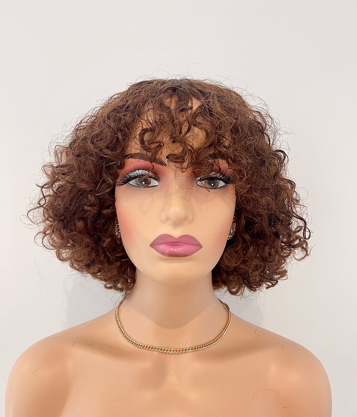 Brown wave bob with fringe