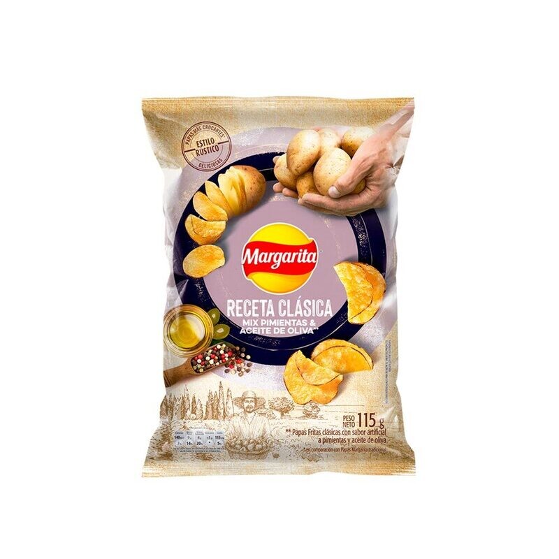 Margarita Papas Fritas Receta Clásica Pimienta y Aceite de Oliva x 115 gr