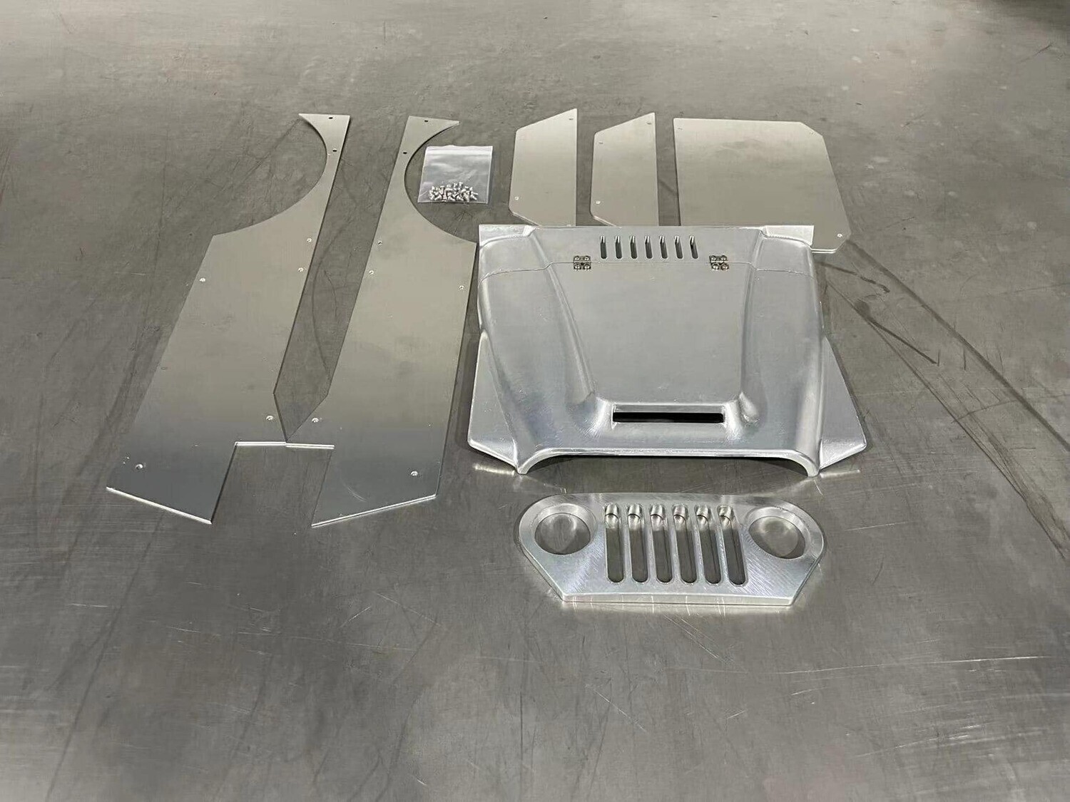 CNC Billet aluminum grille, enginehood and aluminum panel set for C3 (raw) - PREORDERS