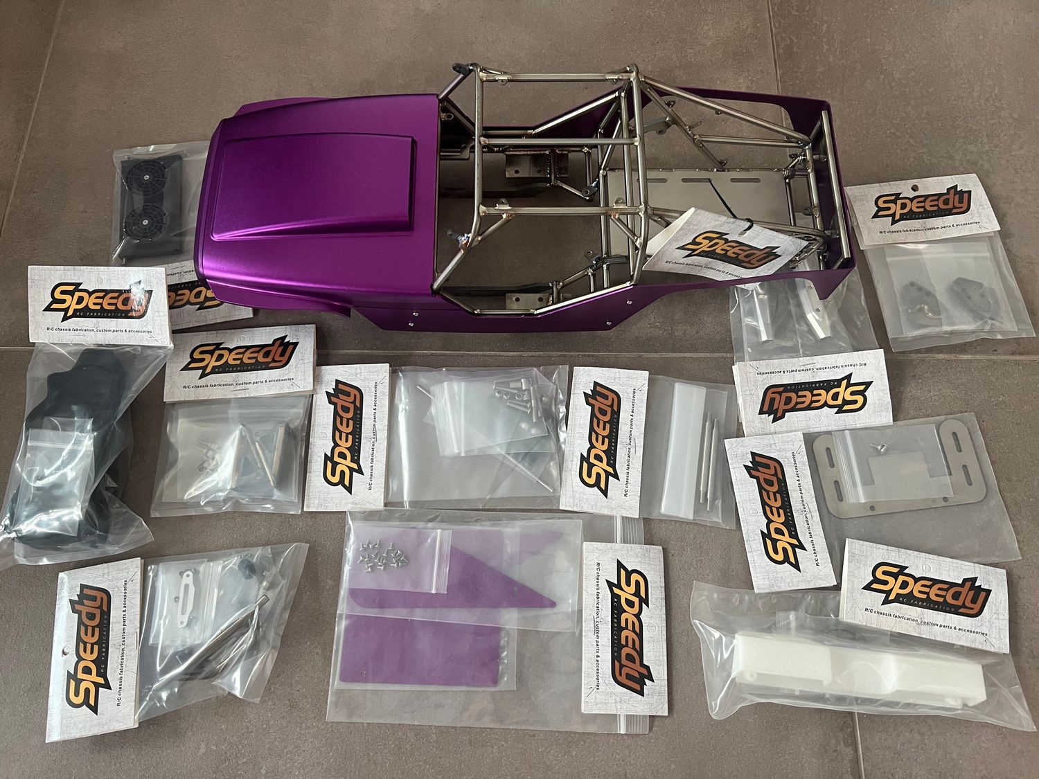 Rockster Rock Buggy Chassis Complete Bundle Set for Vanquish VS4-10 with panels anodized (Stainless, Ready to ship)
