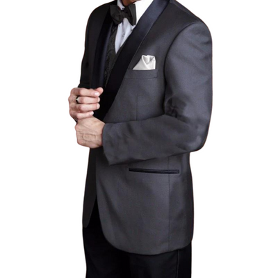 "Bradford" Steel Grey Tuxedo Jacket (Separates) - Cardi