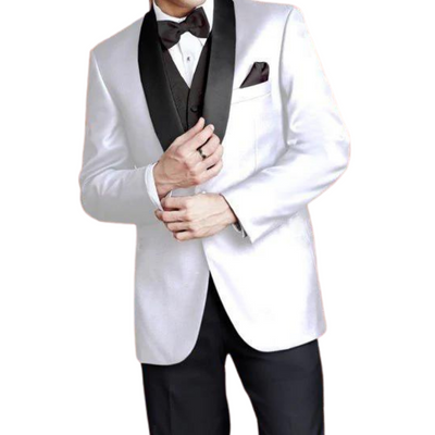 "Bradford" White Tuxedo Jacket (Separates) - Cardi