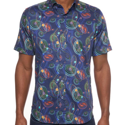 EXOPLANET SHORT SLEEVE BUTTON DOWN SHIRT - Robert Graham