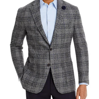 Boucle Plaid Regular Fit Sport Coat - Hart Schaffner Marx