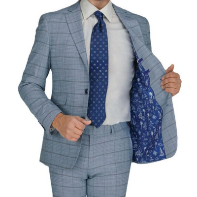 Manchester & Tailor Suit-Lt. Blue Windowpane
