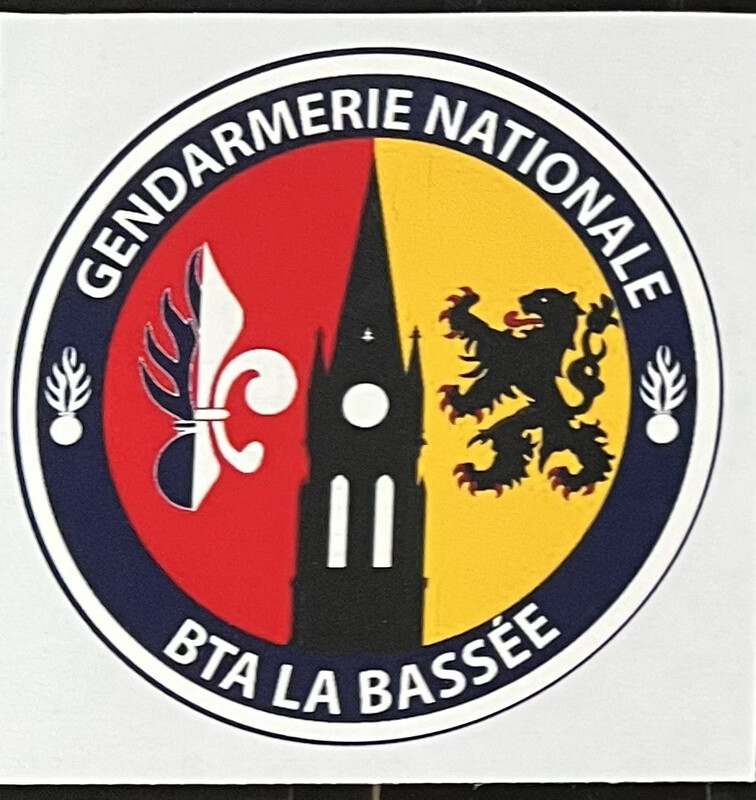 Lot de 4 stickers des Gendarmeries du Nord Lille (  La Bassée  / BMO La Basée / Brigade de Recherches / Compagnie de Gendarmerie Départementale)