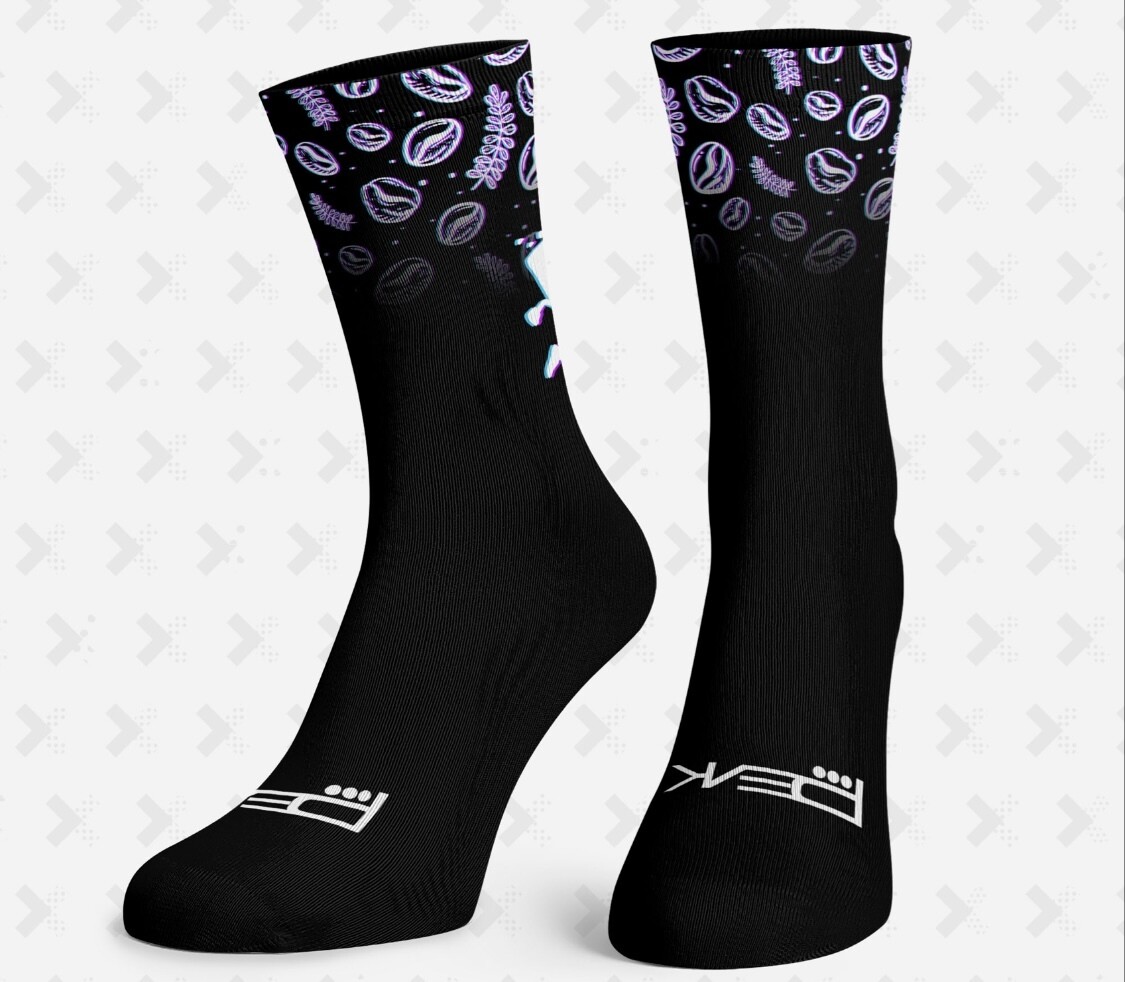 Black running to coffee socks
