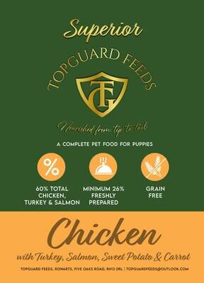 Chicken with Turkey, Salmon, Sweet Potato & Carrot Dog Food complete Puppy food