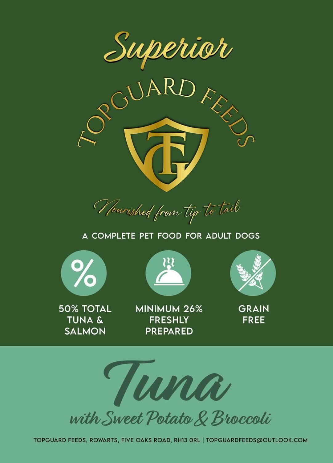 Tuna & Salmon with Sweet Potato & Broccoli complete dog food for Adults Dogs