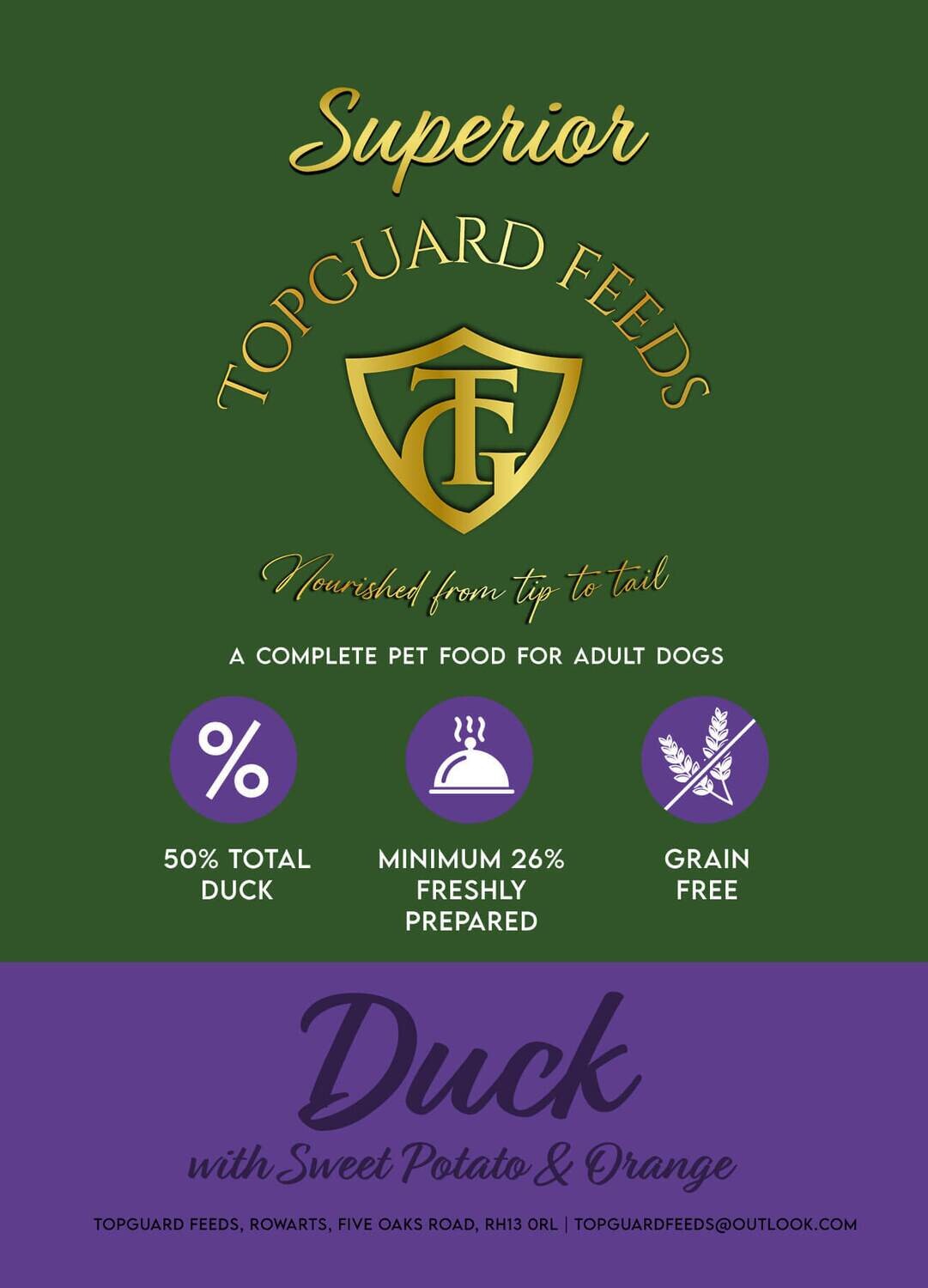 Duck with Sweet Potato & Orange complete dog food for Adults Dogs