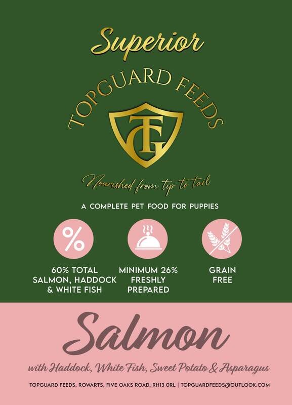 Salmon with Haddock, White Fish, Sweet Potato & Asparagus complete Puppy food.