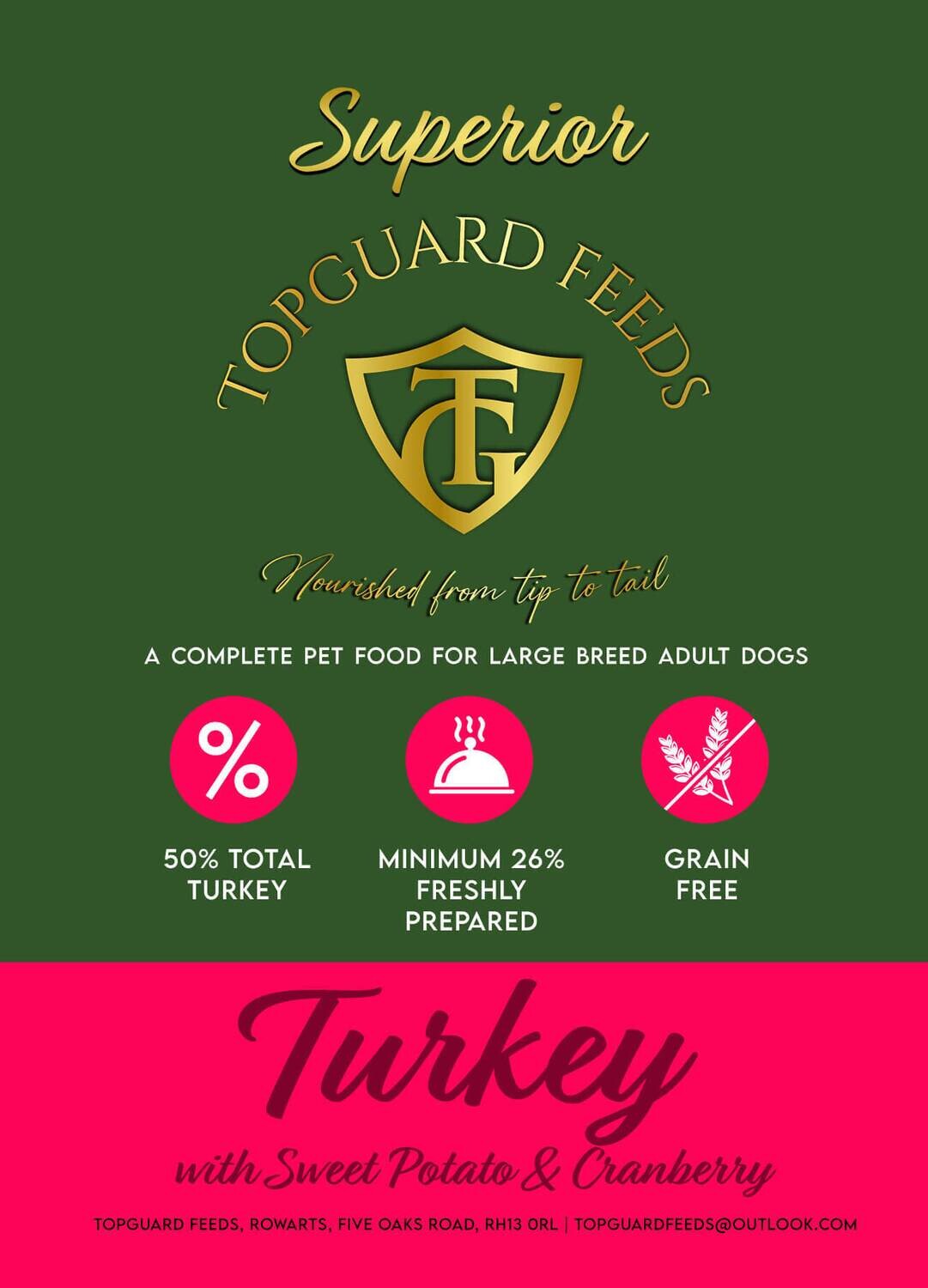 Turkey with Sweet Potato & Cranberry complete dog food for Large Adult Dogs