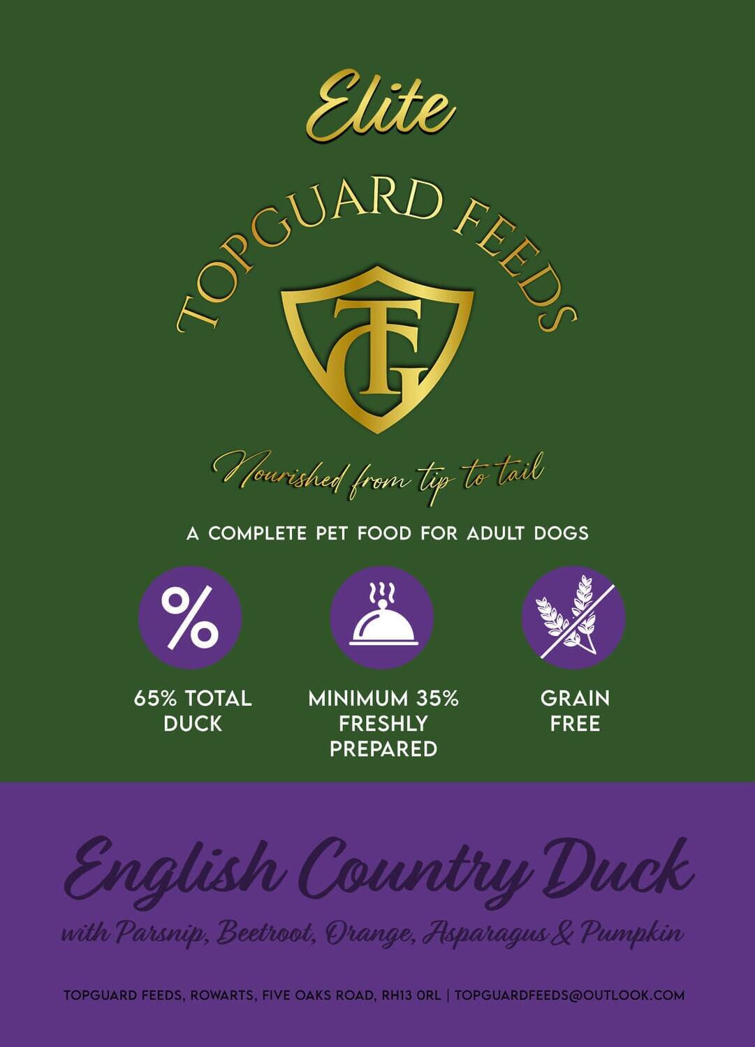 English Country Duck Dog Food with Parsnip, Beetroot, Orange, Asparagus & Pumpkin for Adult Dogs