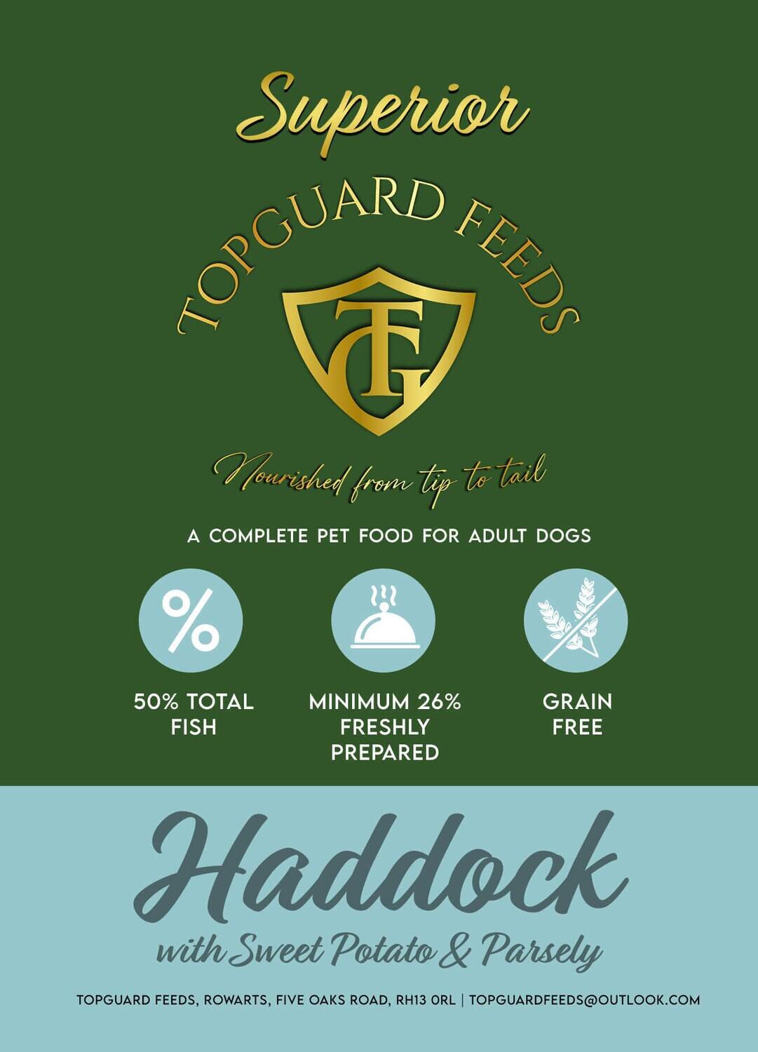 Haddock with Sweet Potato & Parsley Complete dog food for Adult Dogs