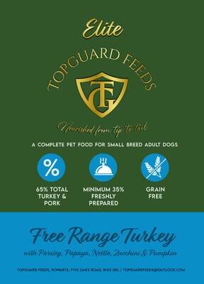 Free-Range Turkey Dog Food with parsley, papaya, nettle, courgette, and pumpkin for Small Adults Dogs