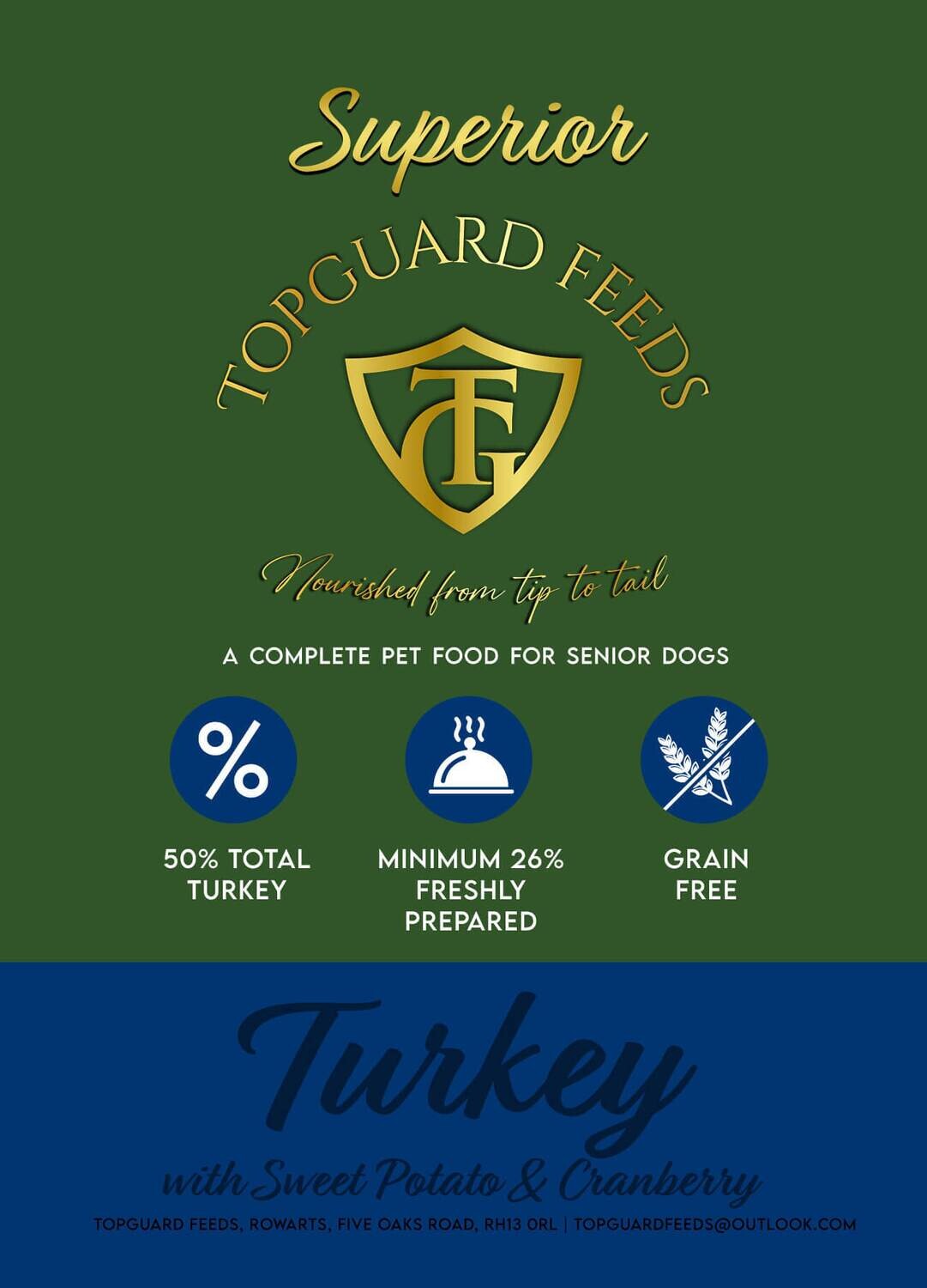 Turkey with Sweet Potato & Cranberry complete dog food for Senior Dogs