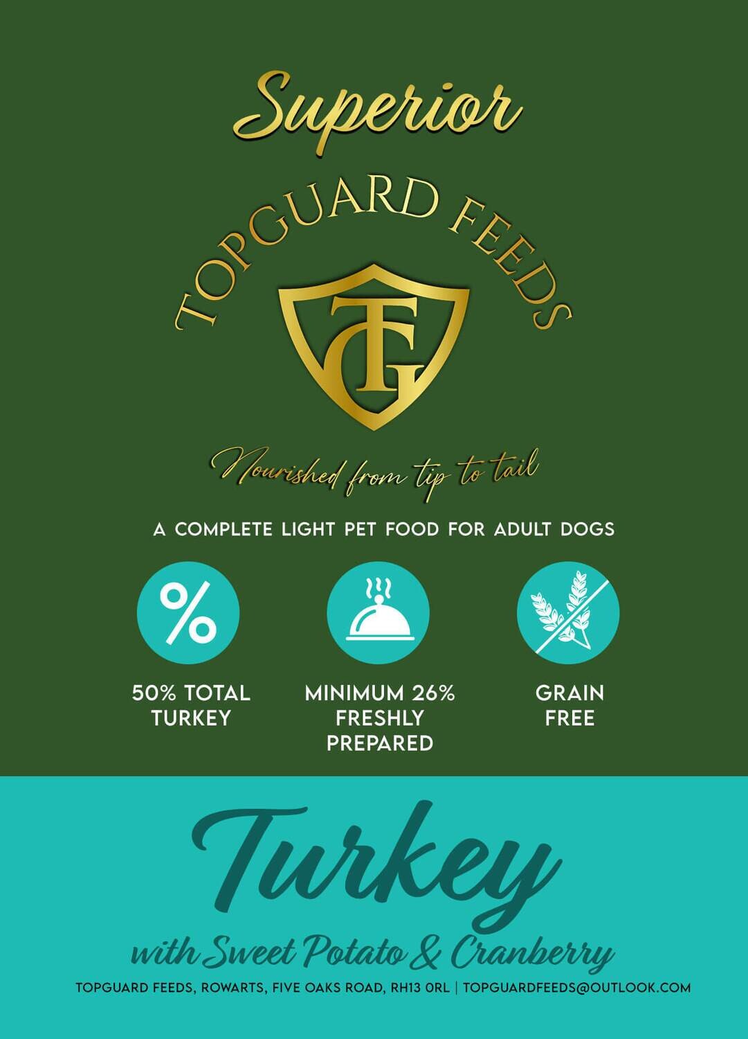 Turkey with Sweet Potato and Cranberry complete for dog food for Adults Dogs – Light recipe