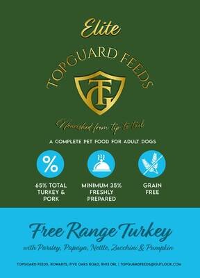 Free-Range Turkey Dog Food with Parsley, Papaya, Nettle Courgette and Pumpkin for Adult Dogs