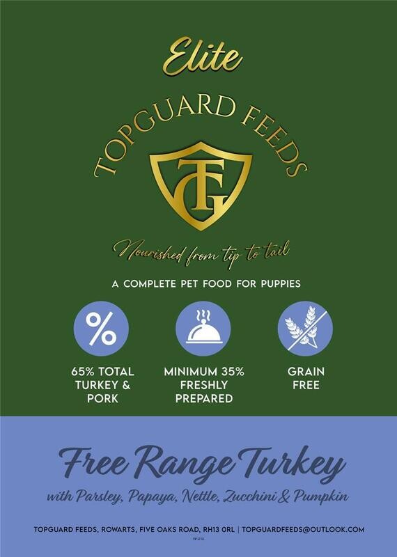 Free-Range Turkey Dog Food with Parsley, Papaya, Nettle, Courgette and Pumpkin complete Puppy food