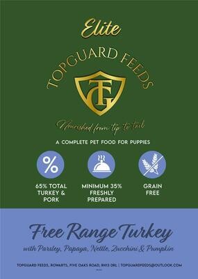 Free-Range Turkey Dog Food with Parsley, Papaya, Nettle, Courgette and Pumpkin complete Puppy food