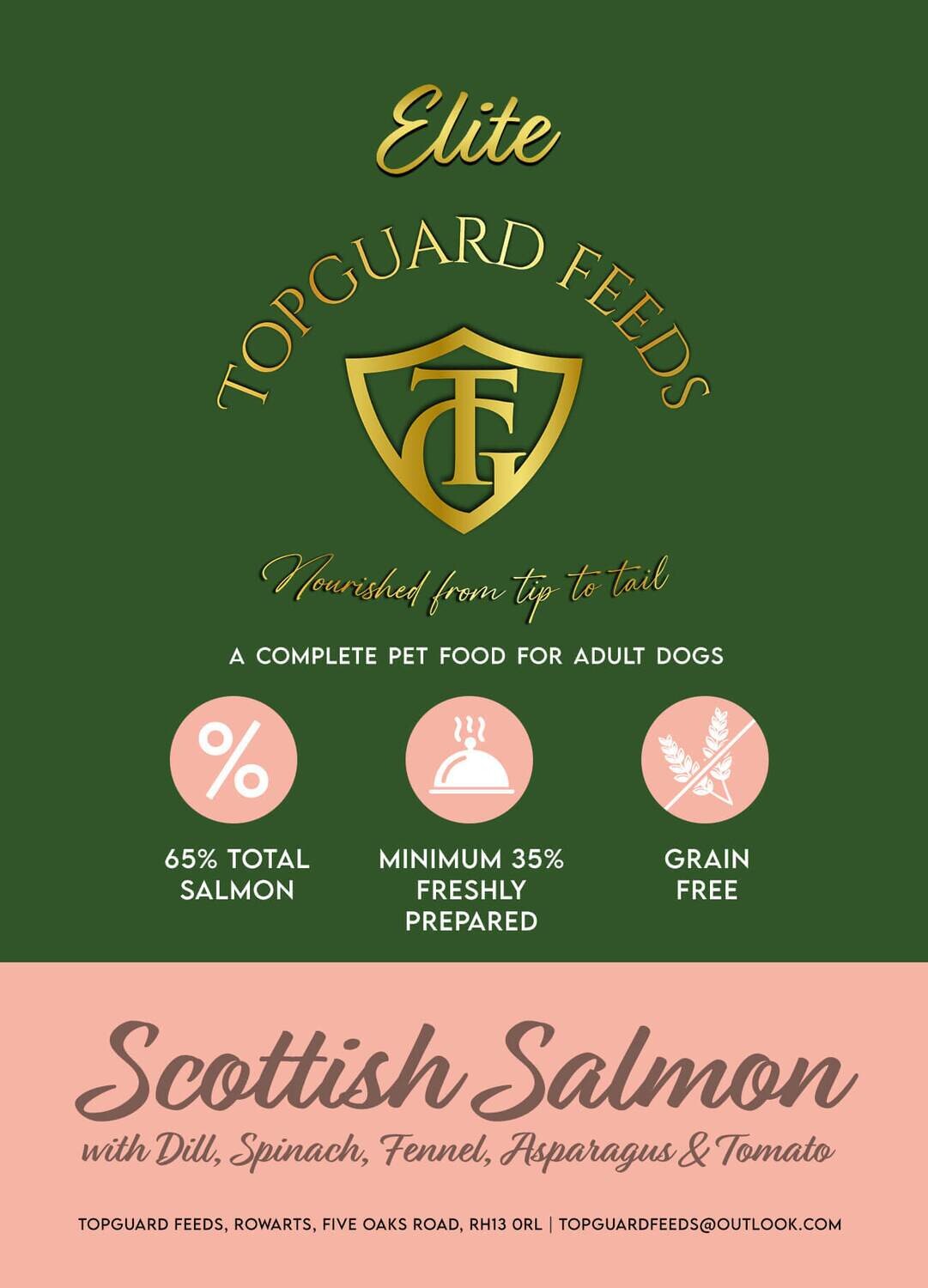 Scottish Salmon with Dill, Spinach, Fennel, Asparagus & Tomato Dog Food for Adult Dogs