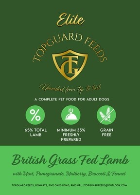 British Grass Feb Lamb Dog Food with Mint, Pomegranate, Mulberry, Broccoli & Fennel for Adult Dogs