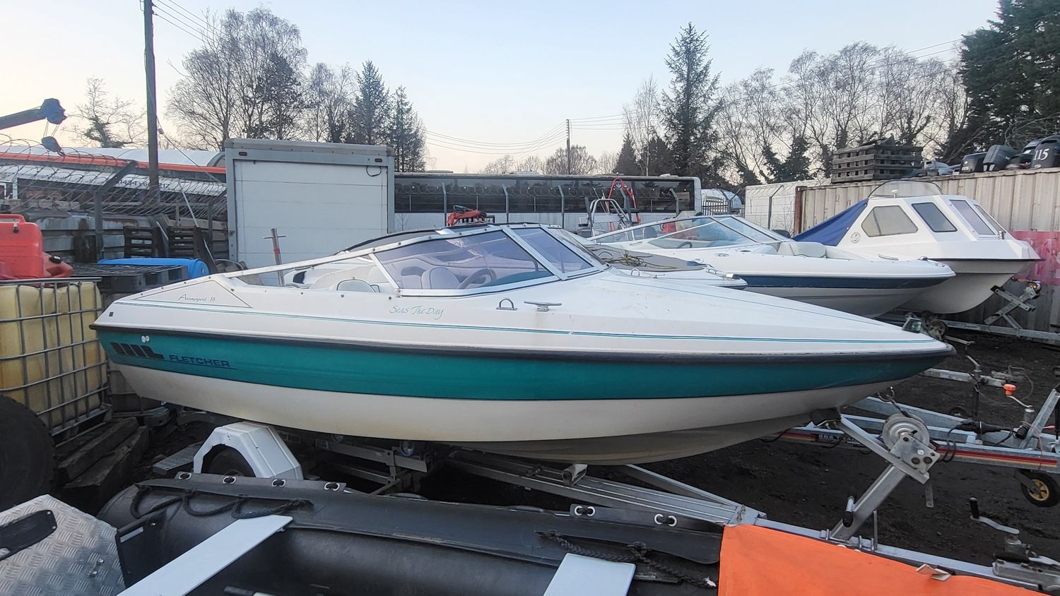 Fletcher power boat and trailer