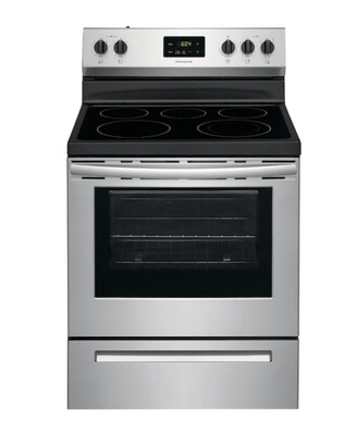Frigidaire 30 Inch Smooth Surface 5 Elements 5.3 Cu Ft Freestanding Electric Range Stainless Steel MSRP $929 FCRG305LAF