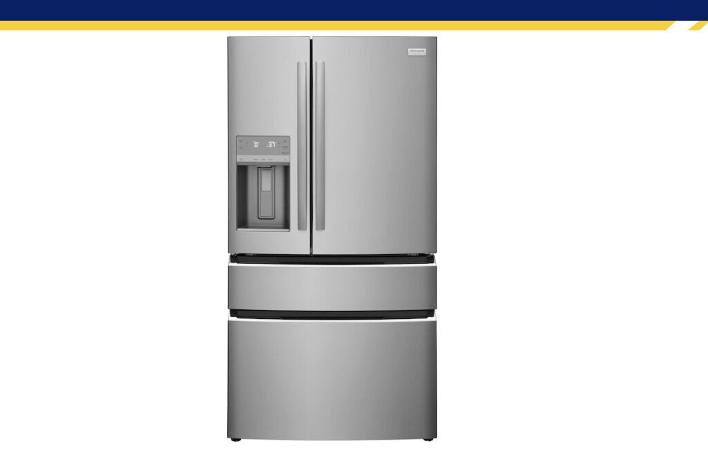 Frigidaire Gallery French Door, Four Door, Stainless Refrigerator with Ice Maker. 21.5 Cu Ft. Model GRFG2353AF. MSRP $3,499