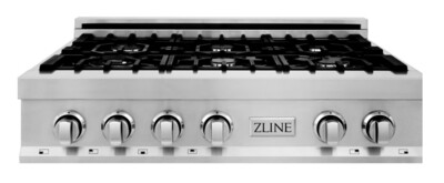 Z-Line Professional 36-in 6-Burner Stainless Steel Gas Cooktop (Common: 36-in; Actual: 36-in) RT36 MSRP $1399