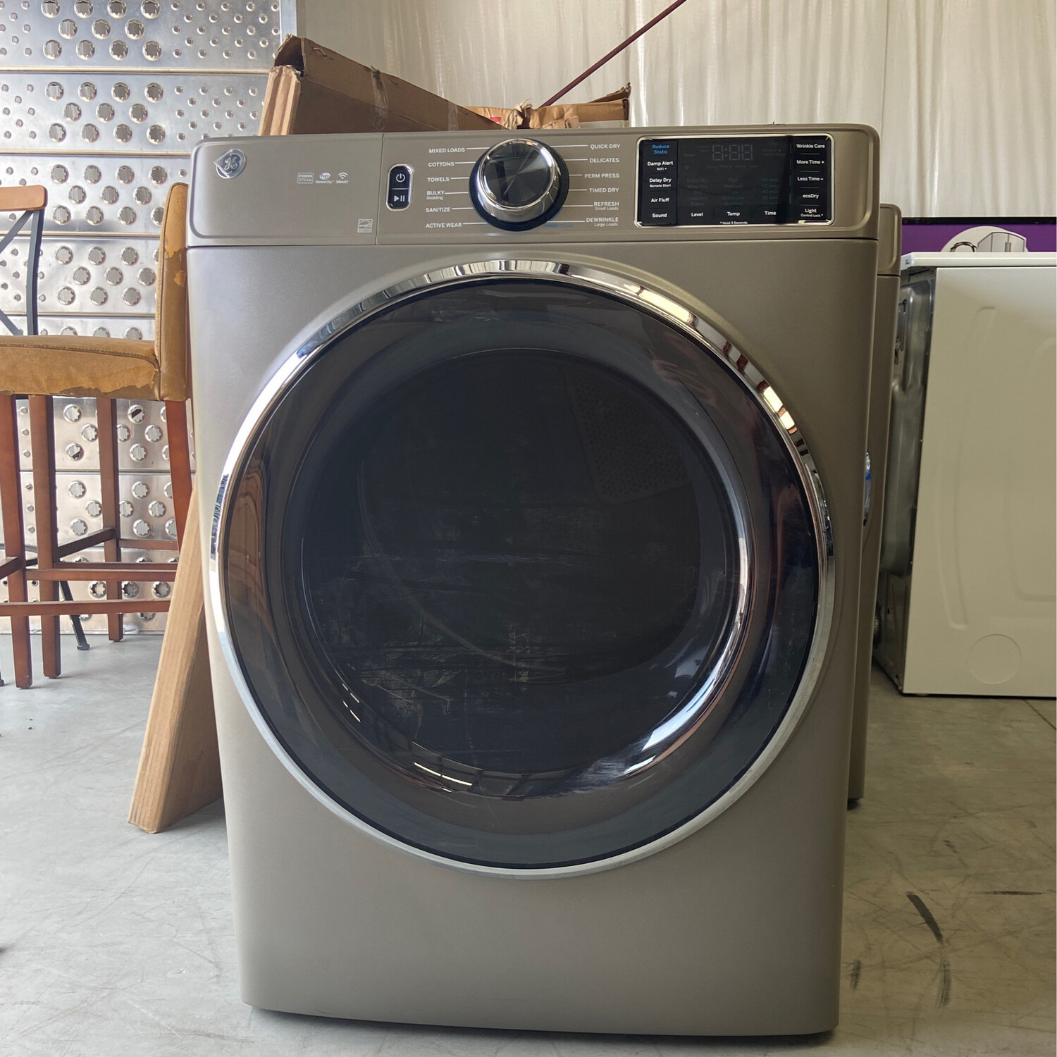 GE GFD65ESPNSN 7.8 cu. ft. Capacity Smart Front Load Electric Dryer with Steam and Sanitize Cycle Satin Nickel S&amp;D