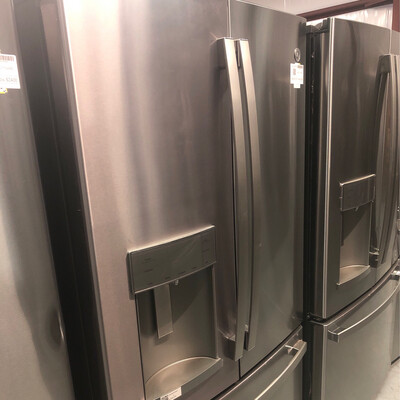 GE 27.7 cu ft French Door Refrigerator with Ice Maker (Fingerprint-Resistant Stainless) Model - GFE28GYNGFS. MSRP $3299