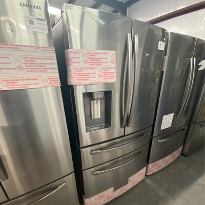 Samsung 28-cu ft 4-Door Standard-Depth French Door Refrigerator with Single Ice Maker (Fingerprint-Resistant Stainless Steel) Model RF28R7201SR S&amp;D
