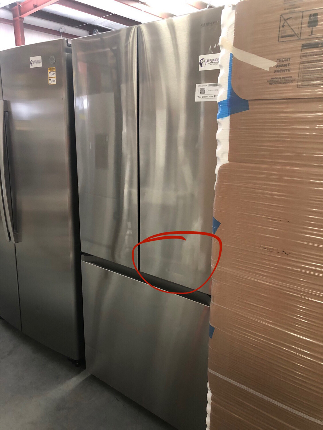 Samsung 18-cu ft Counter-Depth French Door Refrigerator with Ice Maker  (Fingerprint Resistant Stainless Steel) RF18A5101SR MSRP $1899