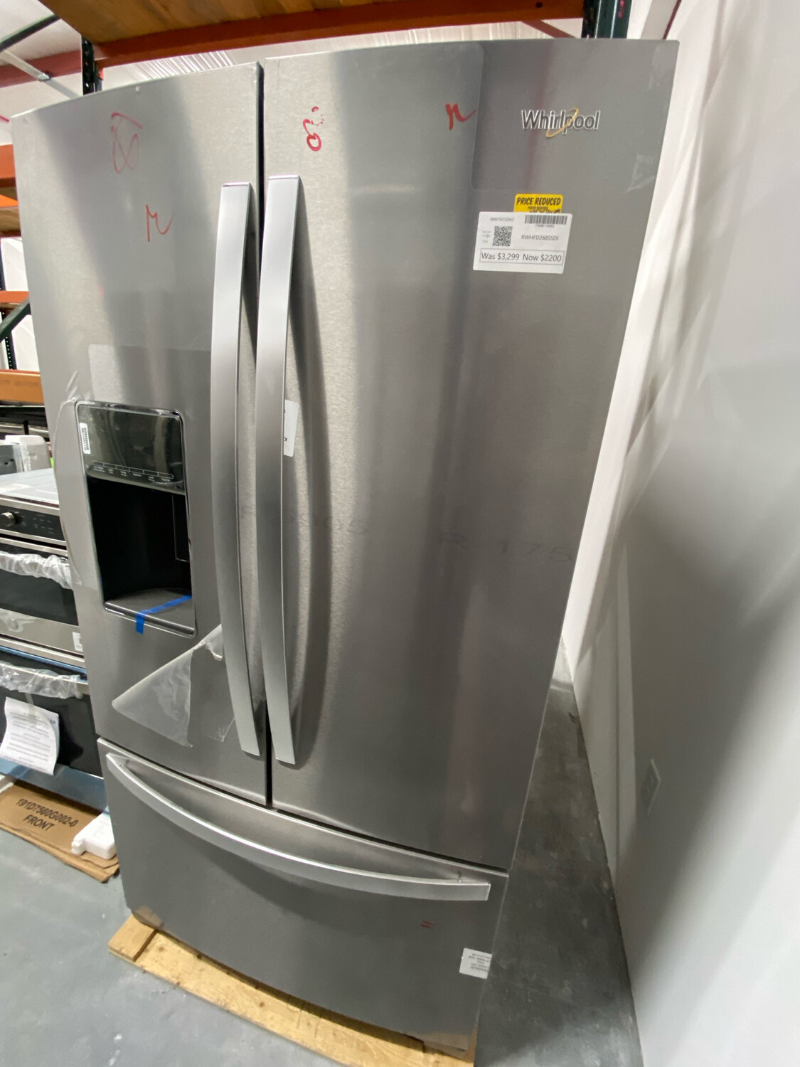 Whirlpool 26.8 ft French Door Refrigerator with Dual Ice Maker Stainless Steel Model # WRF767SDHZOB. S&amp;D