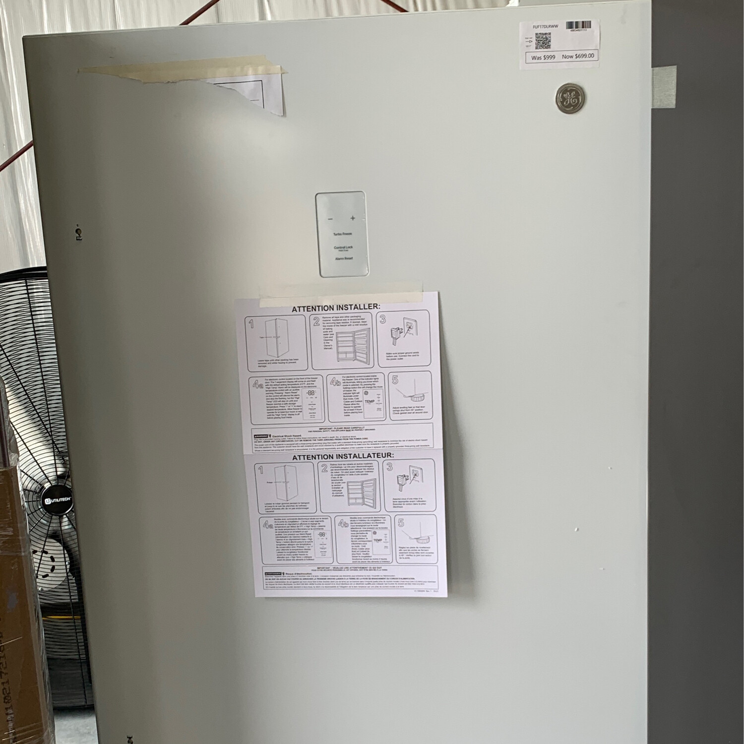 Freezer GE 17.3 Cu. Ft. FrostFree Garage Ready Upright Freezer White