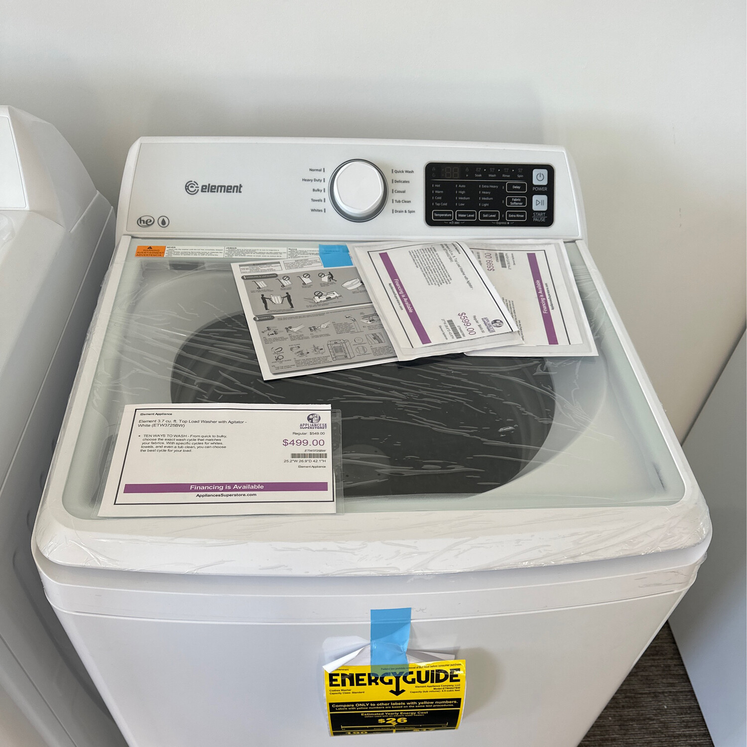Element ETW4527BW Top Load Washer with Agitator