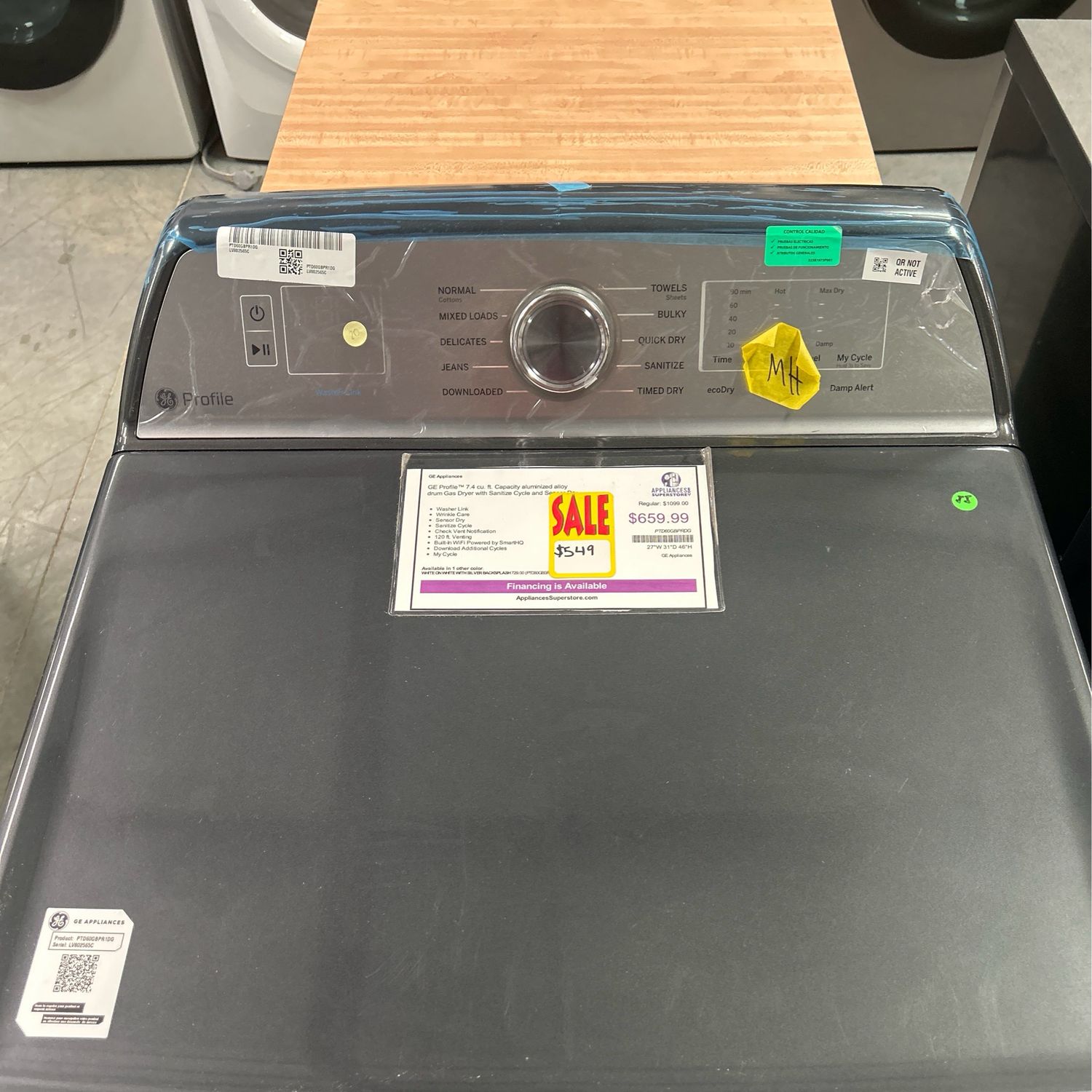 GE Profile PTD60GBPRDG 7.4 cu ft Gas Dryer Open Box Scratch and Dent