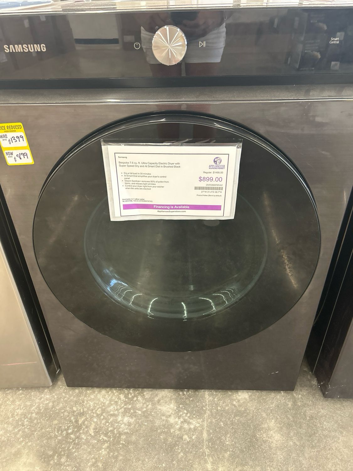 Samsung Bespoke 7.6 Cu Ft Capacity Electric Dryer DVE53BB8700VA3OB - MHC 1