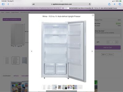 Winia Freezer 15.3 cu. ft. Auto-defrost Upright Freezer NIB