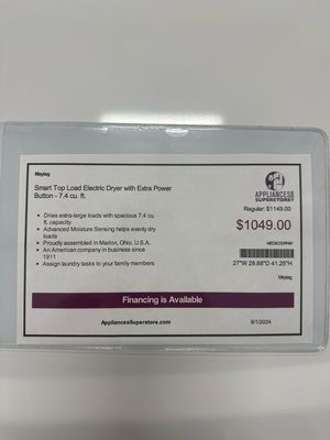 Maytag Smart Top Load Electric Dryer with Extra Power Button - 7.4 cu. ft. MED6230RHW