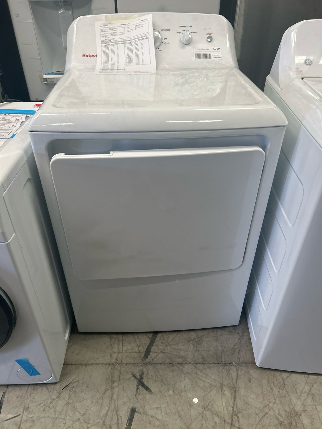 Hotpoint HTX26EASWWW 6.2 cu. ft. Capacity Electric Dryer with Up To 120ft. Venting and Shallow Depth