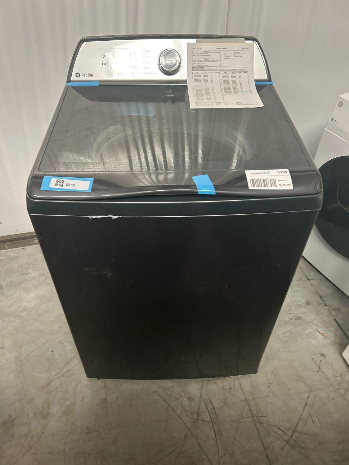 GE Profile PTW600BPRDG 5.8CF Capacity Washer with Smart Wash Technology and Flex Dispense